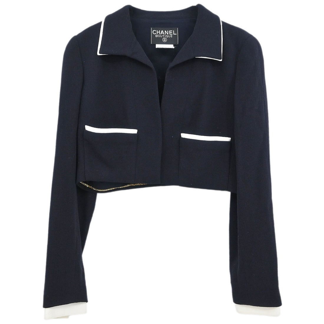 Chanel Vintage Black Wool Single Breasted Jacket 95P Size 42: Chanel Vintage Black Wool Single Breasted Jacket 95P Size 42 This vintage Chanel Single Breasted Jacket is crafted from 100% wool, offering both style and comfort. The jacket features a classic collar