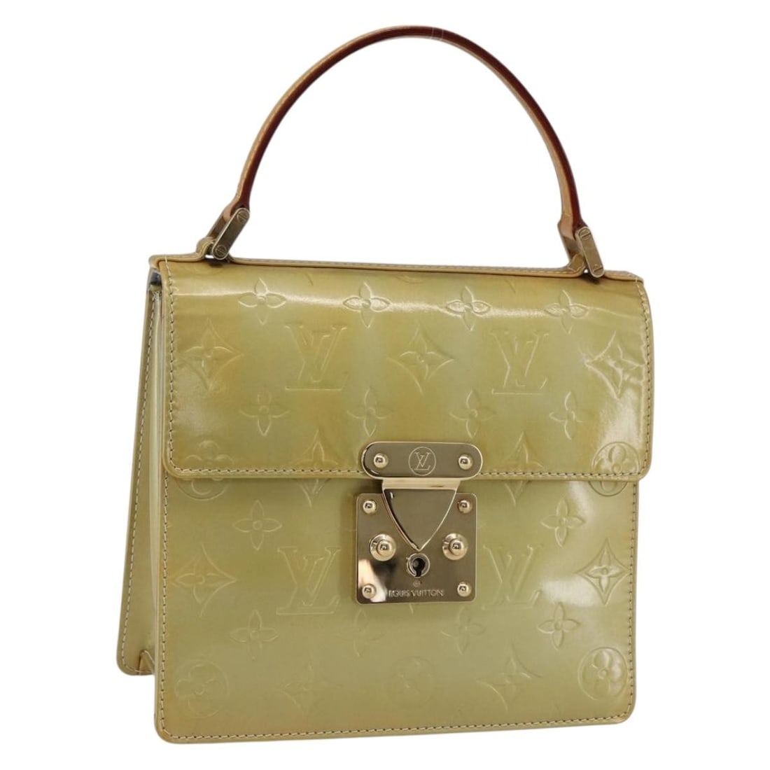 Louis Vuitton Spring Street Patent Leather Handbag Gris M91029 with Keys and Clochette: Louis Vuitton Spring Street Patent Leather Handbag Gris M91029 with Keys and Clochette This Louis Vuitton Monogram Vernis Spring Street handbag features glossy patent leather in a sophisticated Gris c