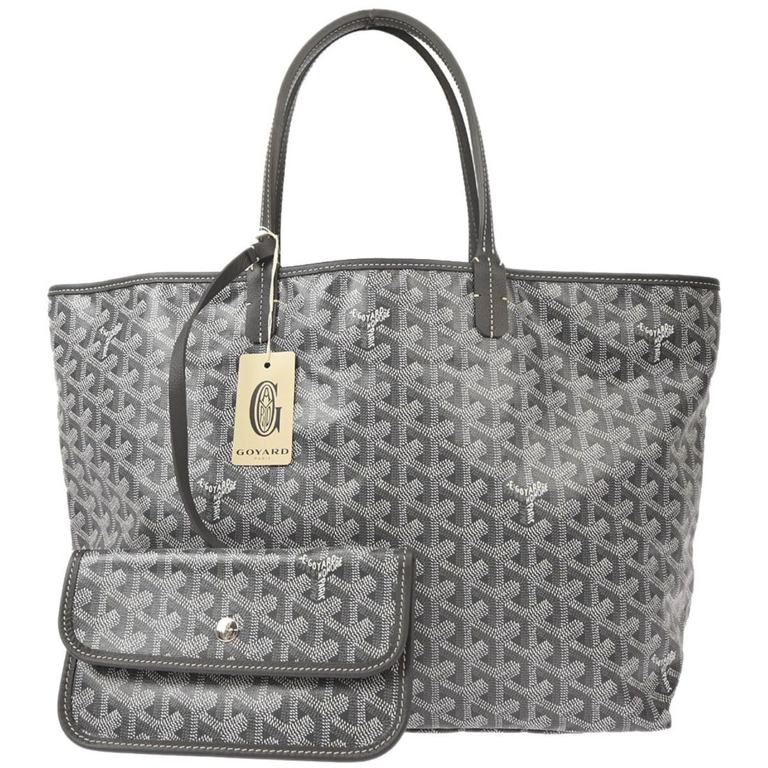 Gray Canvas Tote Bag Saint Louis by Goyard 34cm by 27cm by 13cm: Gray Canvas Tote Bag Saint Louis by Goyard 34cm by 27cm by 13cm This Goyard Saint Louis Tote is crafted from coated canvas in a gray color, designed for women. It features a spacious interior suitable