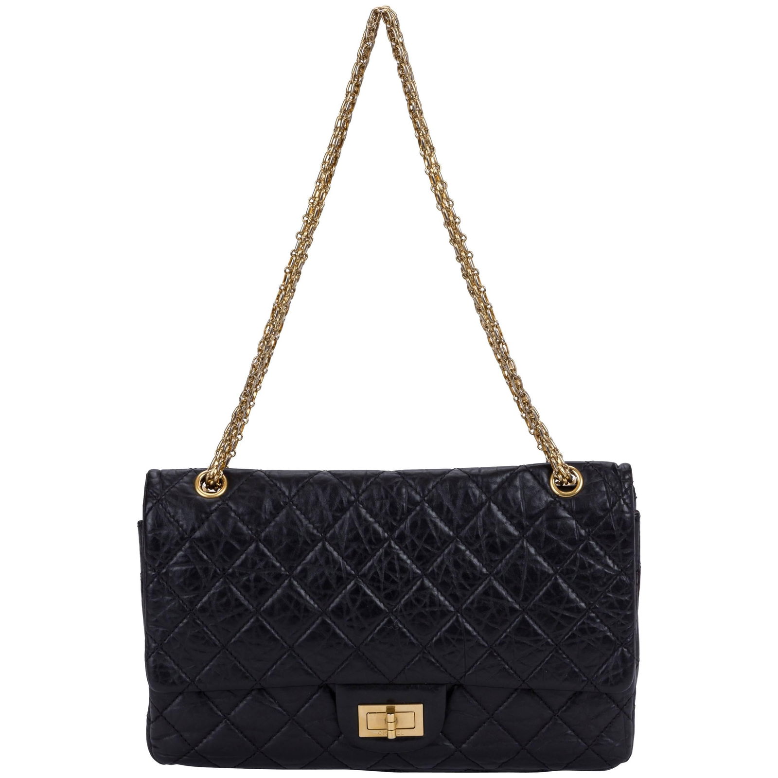Chanel Black Distressed Jumbo Flap Bag with Gold Tone Hardware (1 of 7)