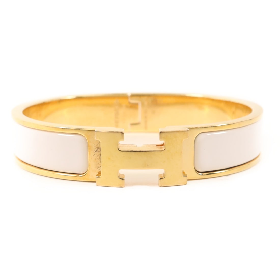 White Enamel H Bracelet by Hermes (1 of 15)