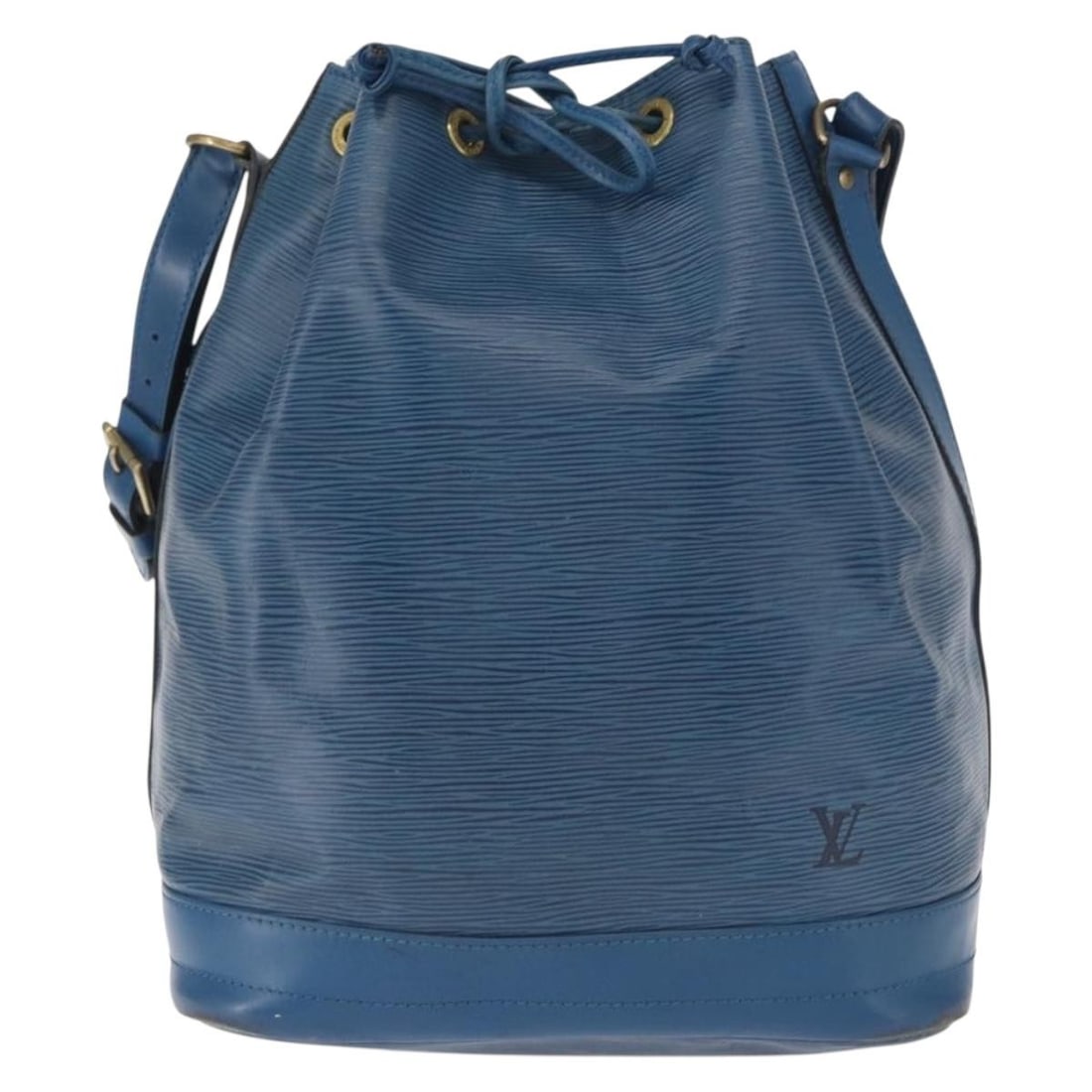 Blue Epi Leather Noe Shoulder Bag by Louis Vuitton: Blue Epi Leather Noe Shoulder Bag by Louis Vuitton This Louis Vuitton Noe handbag is crafted from blue Epi leather and designed for women. Made in France, the bag features a spacious interior and clas