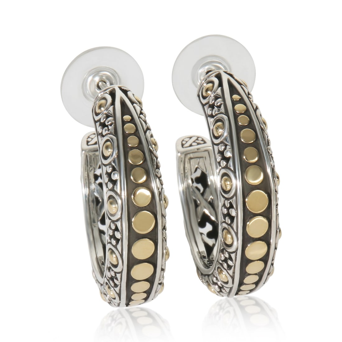 Dot Hoop Earrings in Yellow Gold and Sterling Silver by John Hardy (1 of 4)