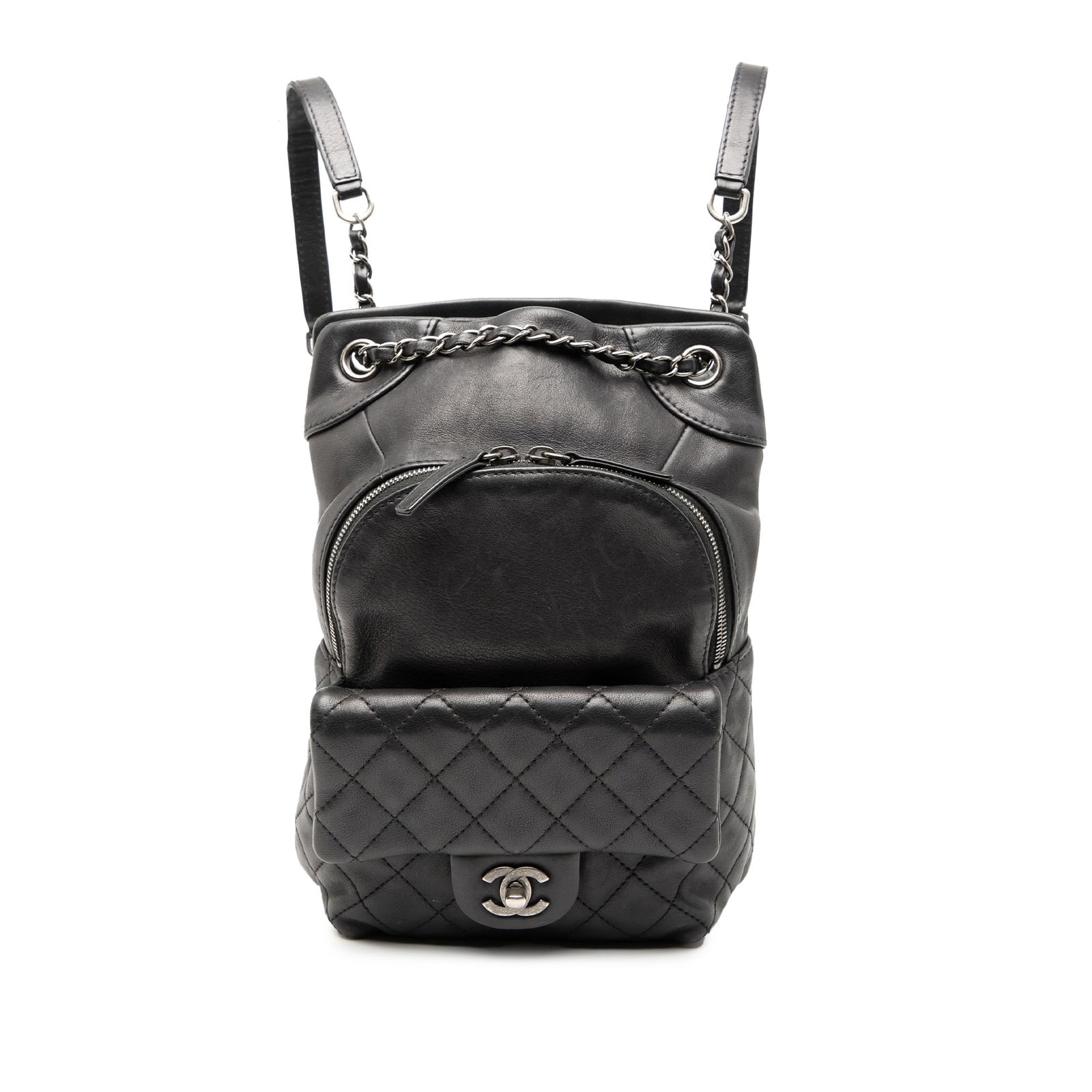 Chanel Small CC Black Calfskin Drawstring Flap Backpack (1 of 9)