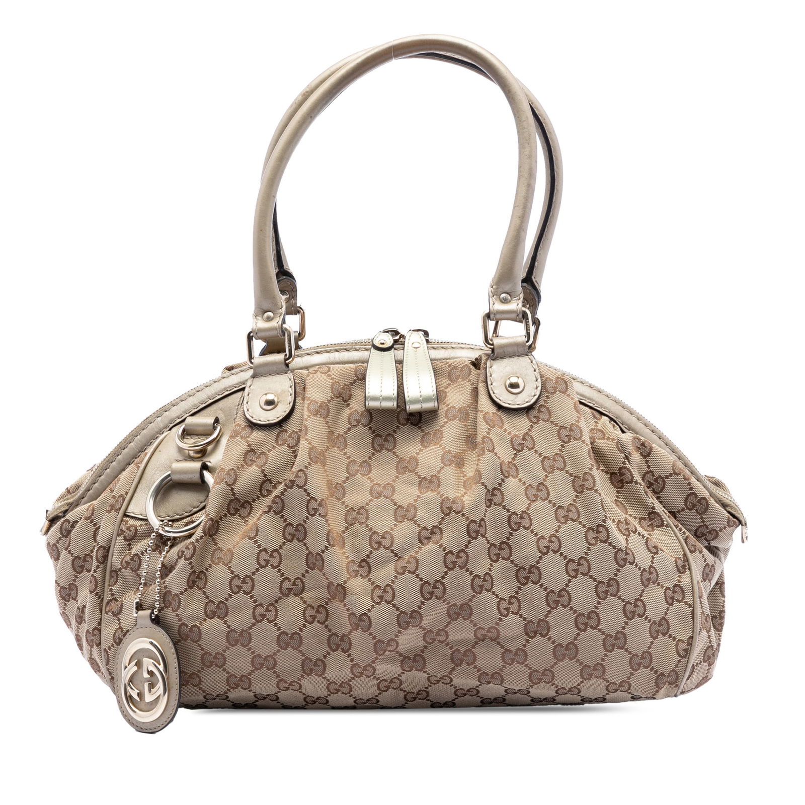 Brown Gucci Sukey Handbag with GG Canvas and Leather Accents (1 of 7)