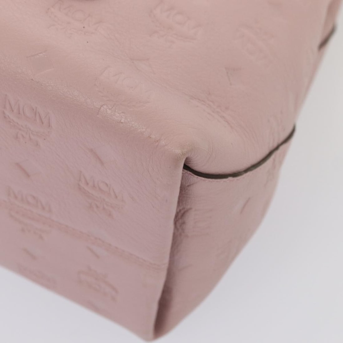 MCM Vicetos Logogram Pink Silver Leather Shoulder Bag Auth AC3169 - 14