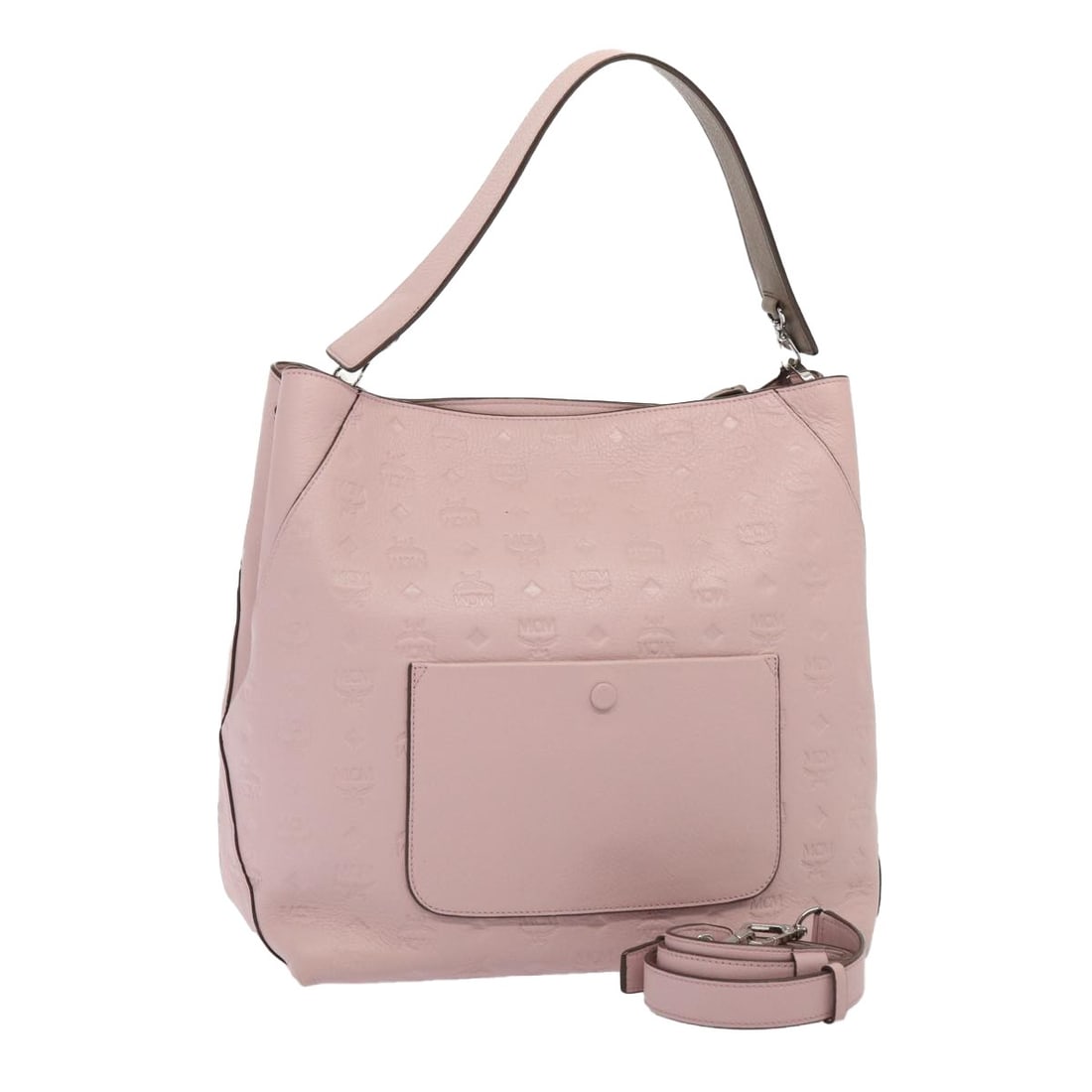 MCM Vicetos Logogram Pink Silver Leather Shoulder Bag Auth AC3169: MCM Vicetos Logogram Pink Silver Leather Shoulder Bag Auth AC3169 Introducing the MCM Vicetos Logogram Shoulder Bag, a stylish accessory crafted from premium leather. This eye-catching bag features a