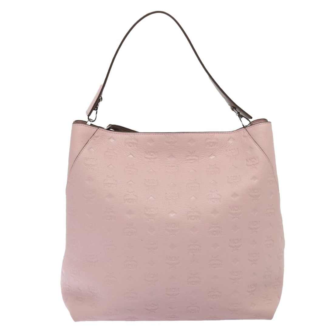 MCM Vicetos Logogram Pink Silver Leather Shoulder Bag Auth AC3169 - 2