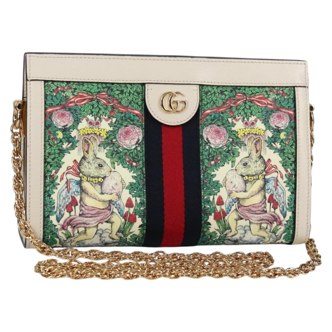 Gucci Ophidia Flora GG Canvas White Chain Shoulder Bag (1 of 18)