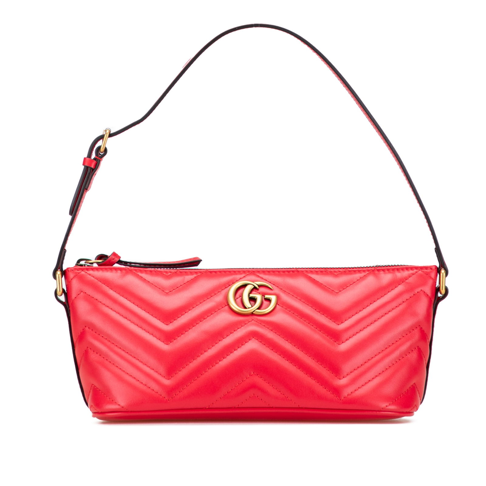 Gucci GG Marmont Red Leather Shoulder Bag with Zip Closure (1 of 11)