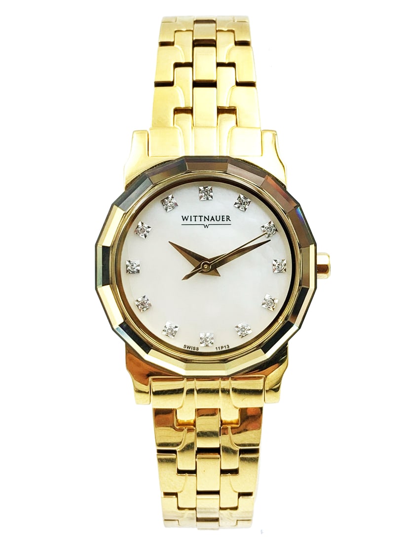 Wittnauer Winter Garden Gold-Tone MOP Diamond Dial Ladies Watch 11P13 (1 of 3)