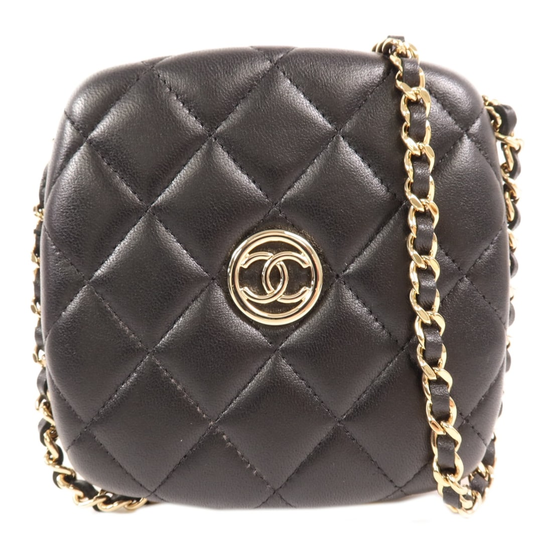 CHANEL Black Lambskin Leather Shoulder Bag with Chain GHW (1 of 14)