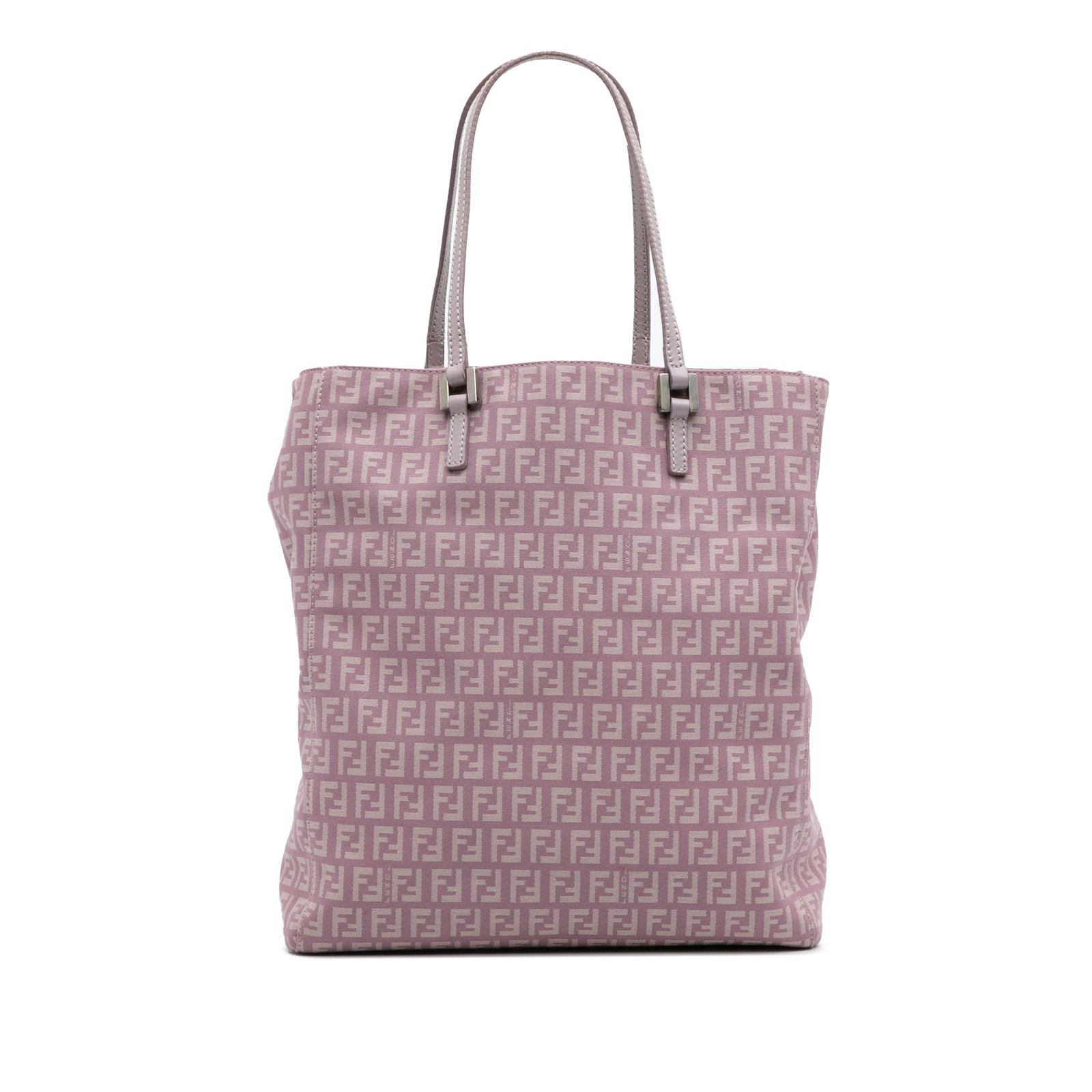 Fendi Zucchino Purple Canvas Tote with Repainted Handles: Fendi Zucchino Purple Canvas Tote with Repainted Handles This Fendi Zucchino Canvas Tote is a stylish accessory crafted with a durable canvas body. It features flat leather handles and an open top, ma