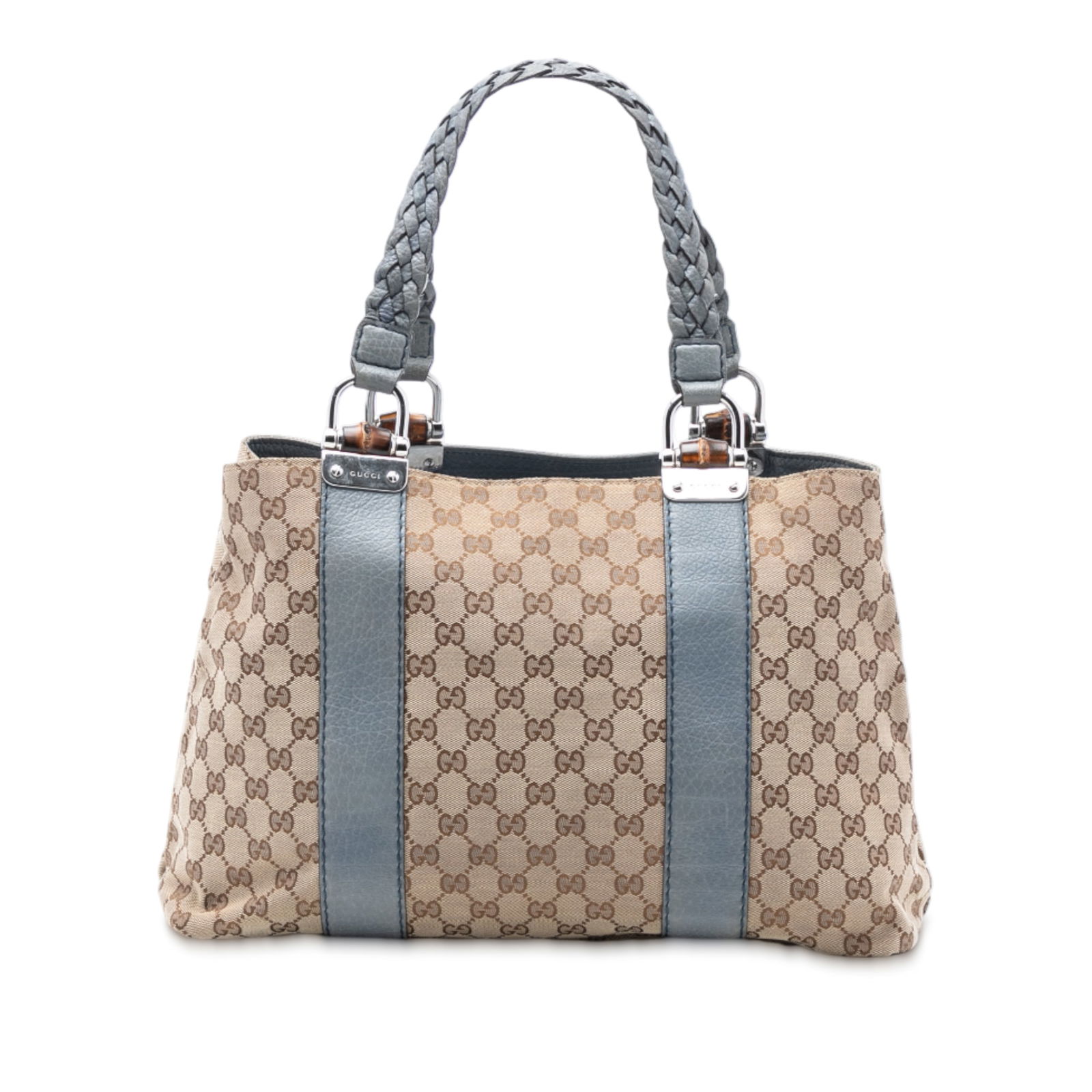 Gucci Bamboo Libeccio Medium Tote with GG Canvas and Braided Handles (1 of 7)