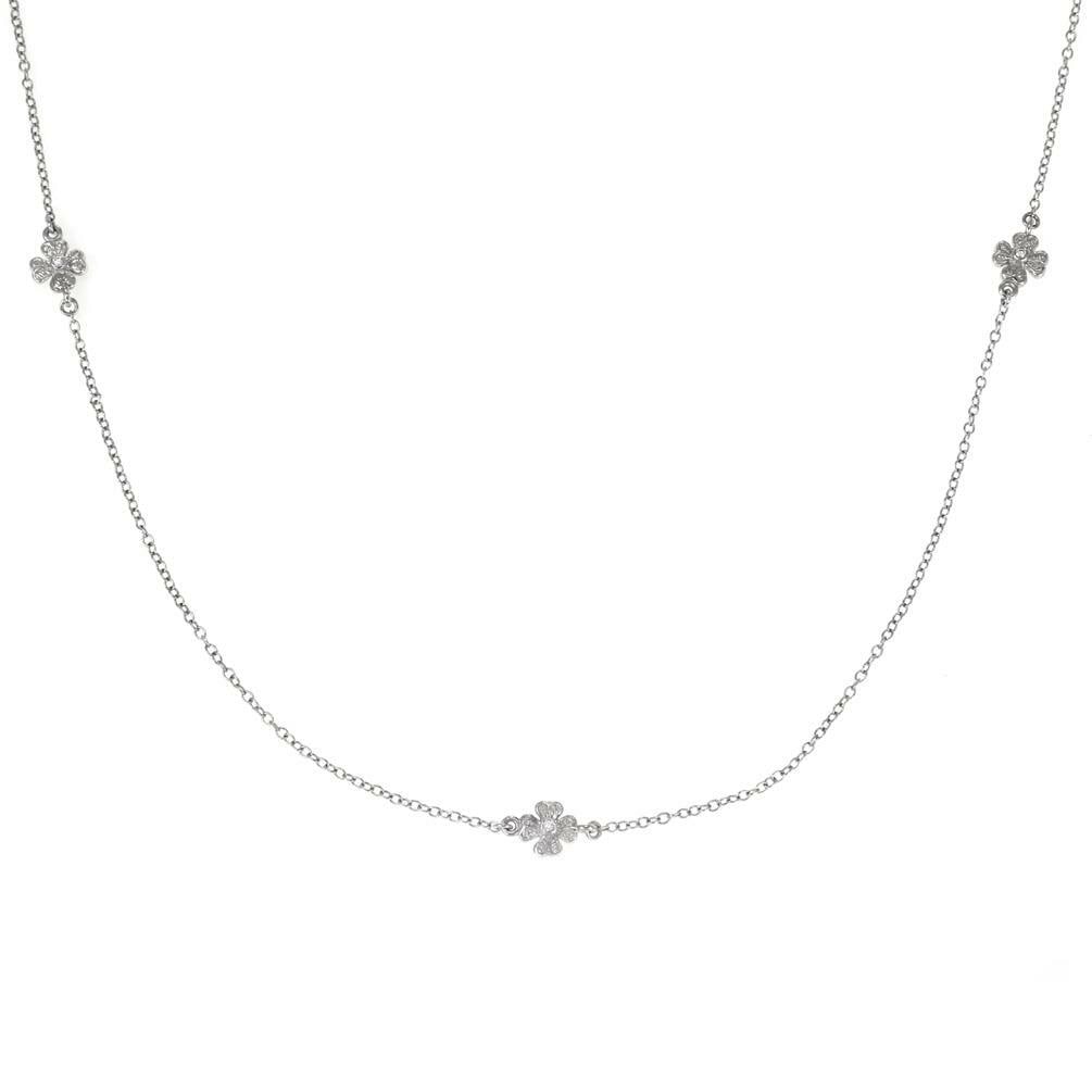 Elegant 32" 18k White Gold Floral Diamond Station Necklace (1 of 6)