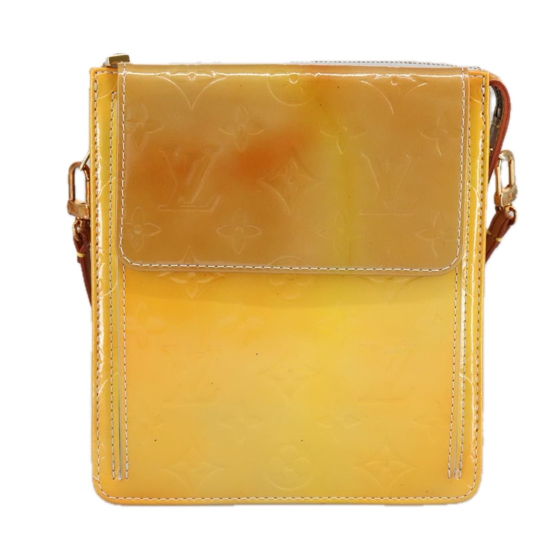 Yellow Patent Leather Louis Vuitton Pochette Mott Bag: Yellow Patent Leather Louis Vuitton Pochette Mott Bag This Louis Vuitton Pochette Mott is crafted from yellow patent leather with a glossy finish. Designed for women, the bag features a compact silhou
