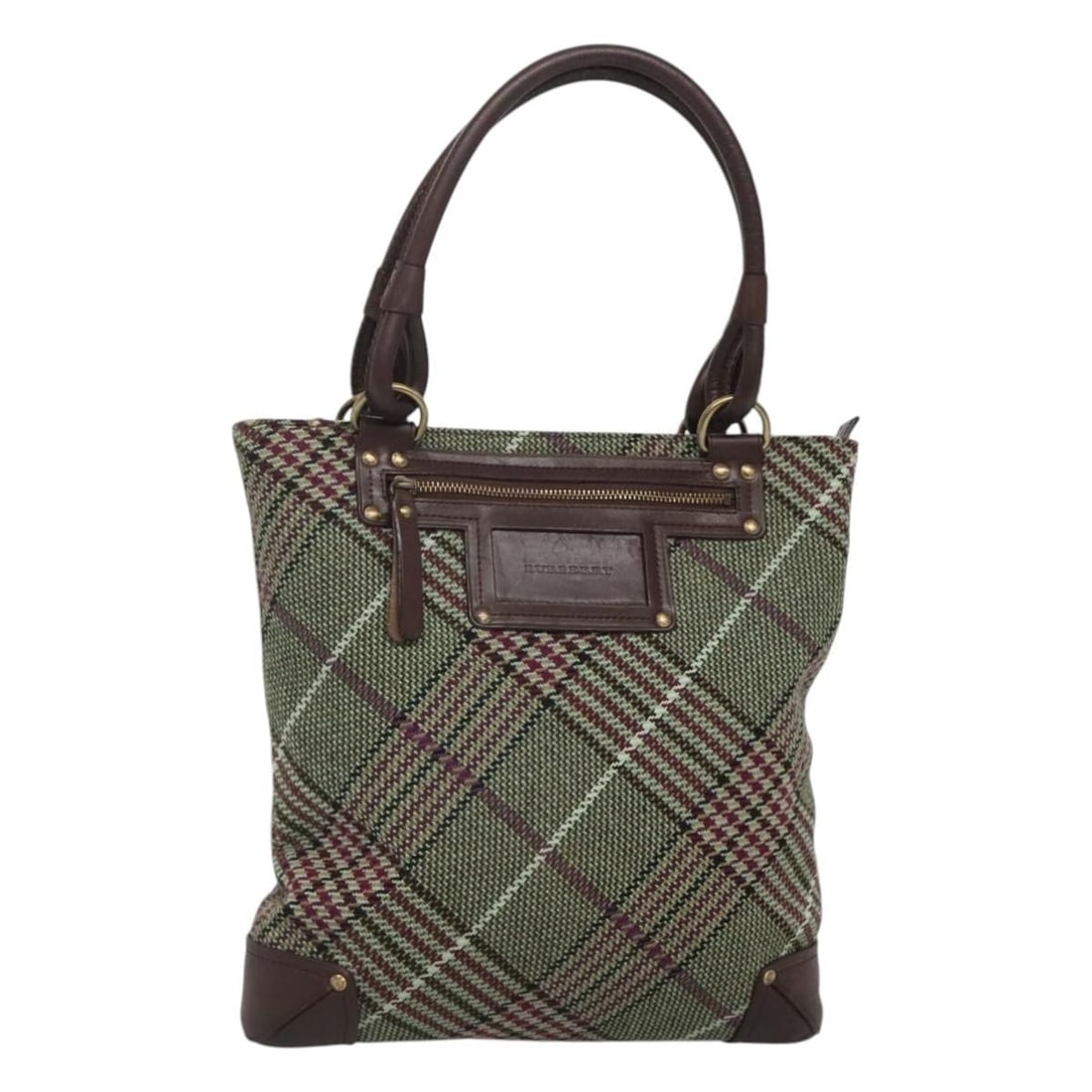 Burberry Nova Check Wool Tote Bag Green Gold Auth 116544: Burberry Nova Check Wool Tote Bag Green Gold Auth 116544 This authentic Burberry Nova Check Tote Bag is crafted from luxurious wool in a striking green and gold color scheme. With dimensions of approx