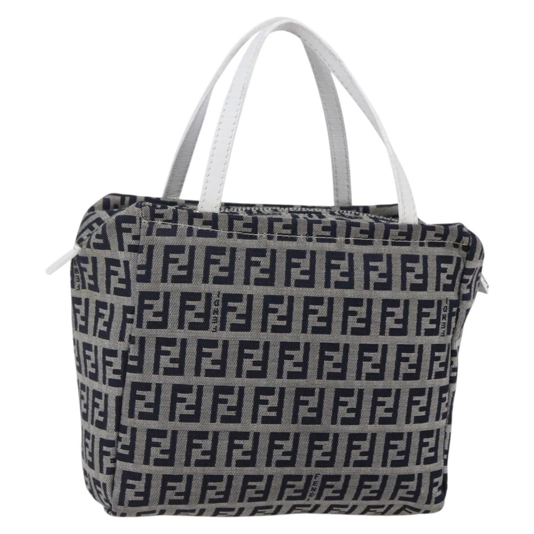 Fendi Zucchino Navy Canvas Vintage Top Handle Handbag Italy: Fendi Zucchino Navy Canvas Vintage Top Handle Handbag Italy This pre-owned Fendi vintage top handle bag features the iconic Zucchino pattern in navy canvas. Designed for women, it offers a classic sil