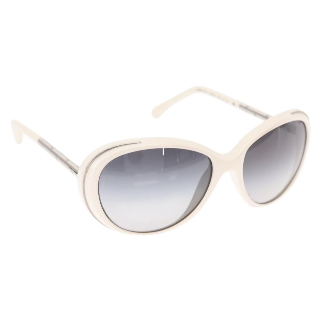 White CHANEL BA9081 Plastic Sunglasses with CC Logo and Accessories: White CHANEL BA9081 Plastic Sunglasses with CC Logo and Accessories These CHANEL sunglasses feature a classic design crafted from white plastic. Made in Italy, they come with original accessories, inc