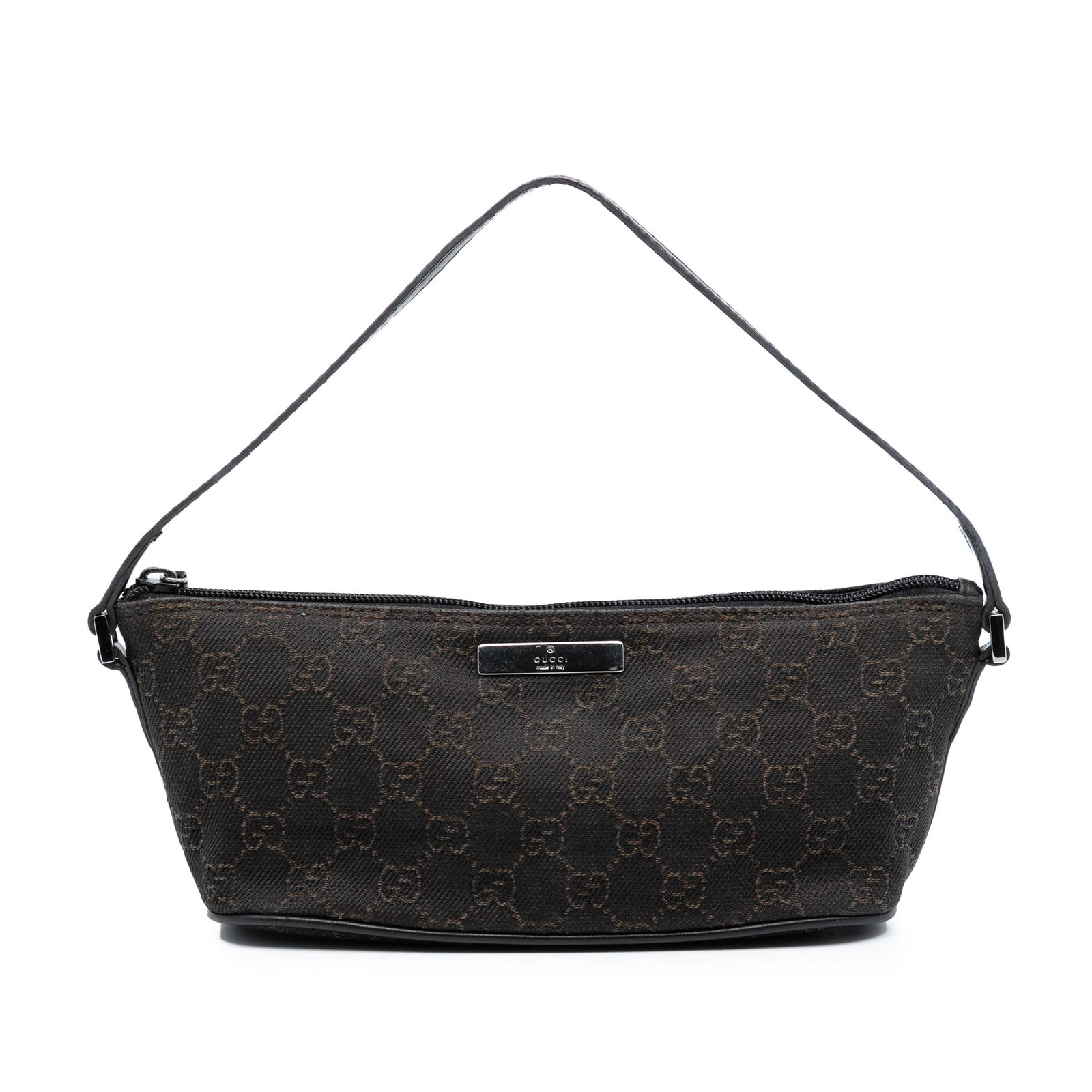 Gucci GG Denim Boat Brown Shoulder Bag with Leather Trim (1 of 7)