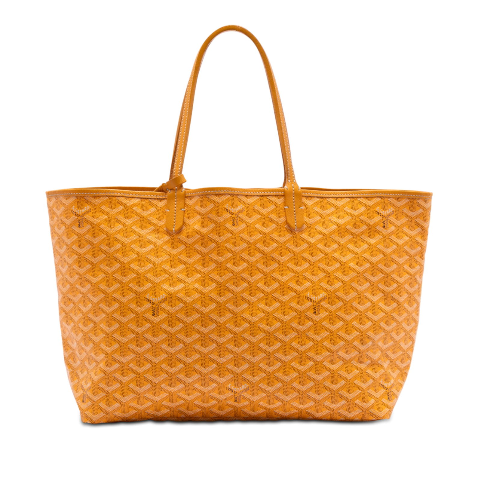 Goyard Saint Louis PM Yellow Tote with Removable Pouch: Goyard Saint Louis PM Yellow Tote with Removable Pouch The Saint Louis PM features a coated canvas body with leather trim, flat leather handles, an open top, and a removable interior pouch. The bag is