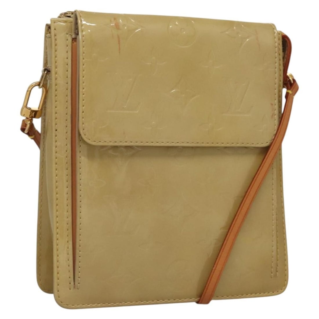 LOUIS VUITTON Monogram Vernis Beige Accessory Pouch M91136 Authentic: LOUIS VUITTON Monogram Vernis Beige Accessory Pouch M91136 Authentic This LOUIS VUITTON Monogram Vernis Motto Accessory Pouch in Beige is a stylish and functional addition to your collection. Crafted