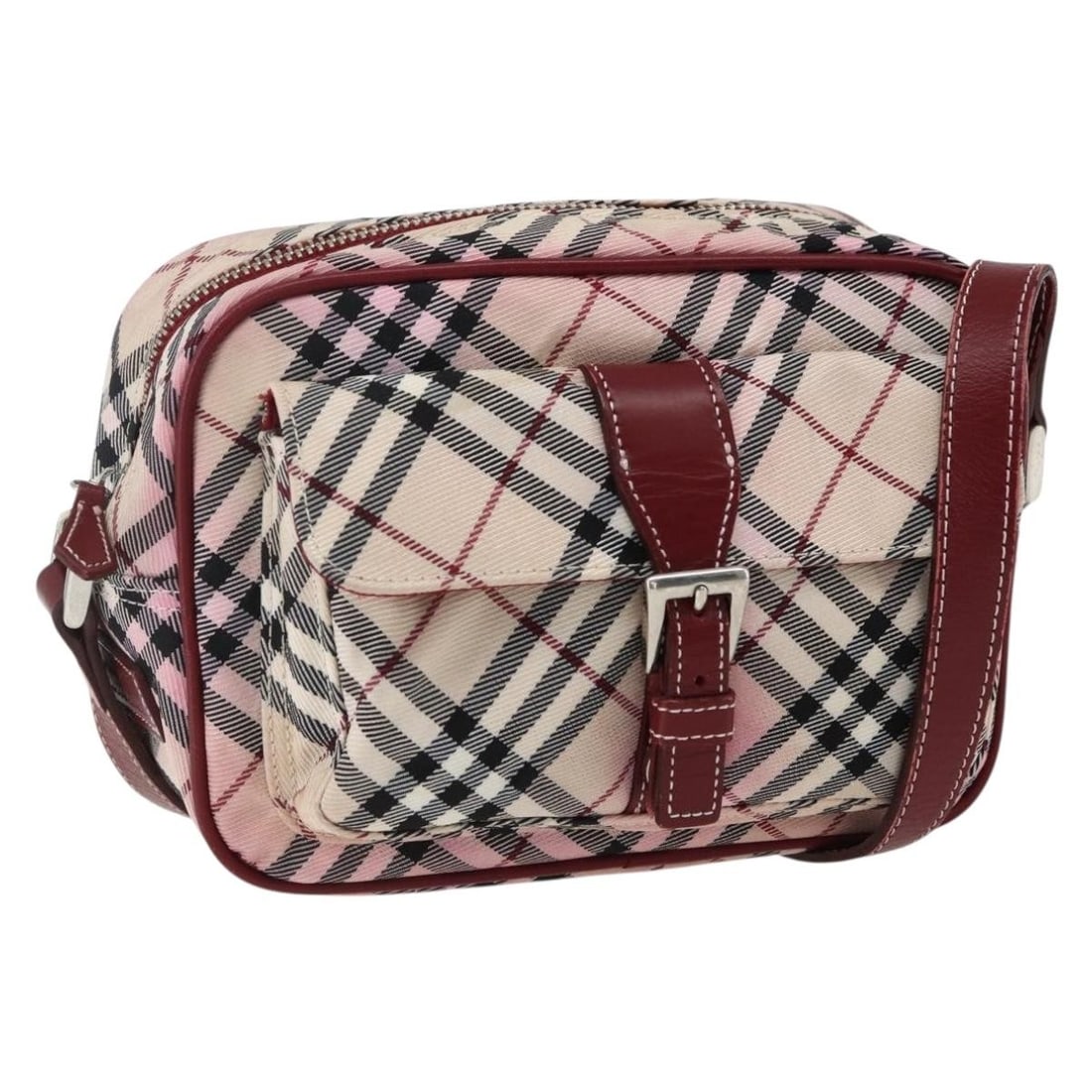 Burberry Blue Label Nova Check Nylon Beige Silver Shoulder Purse Japan: Burberry Blue Label Nova Check Nylon Beige Silver Shoulder Purse Japan This BURBERRY Nova Check Blue Label shoulder bag features a beige and silver nylon exterior with silver-tone accents. Made in Jap