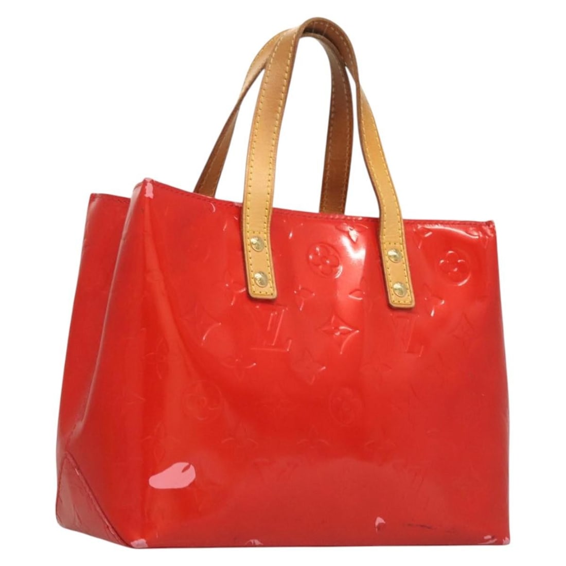 LOUIS VUITTON Monogram Vernis Reade PM Hand Bag Red Patent Leather M91088 (1 of 18)