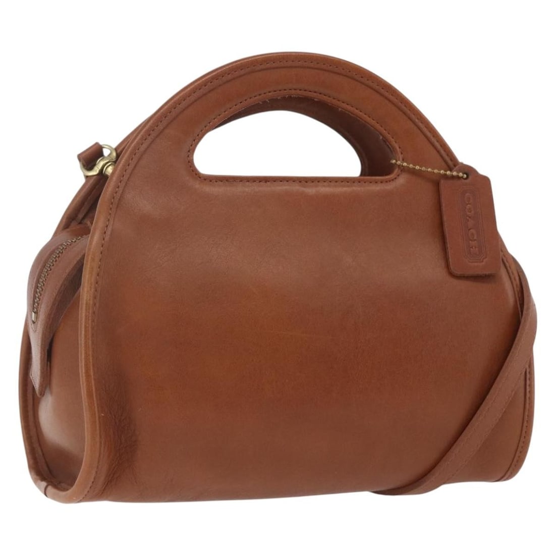 Brown Leather Coach Shoulder and Handbag with Gold Tone Hardware: Brown Leather Coach Shoulder and Handbag with Gold Tone Hardware This Coach 2-way handbag features brown leather with gold-tone accents. It offers both a handle and a detachable shoulder strap for ver