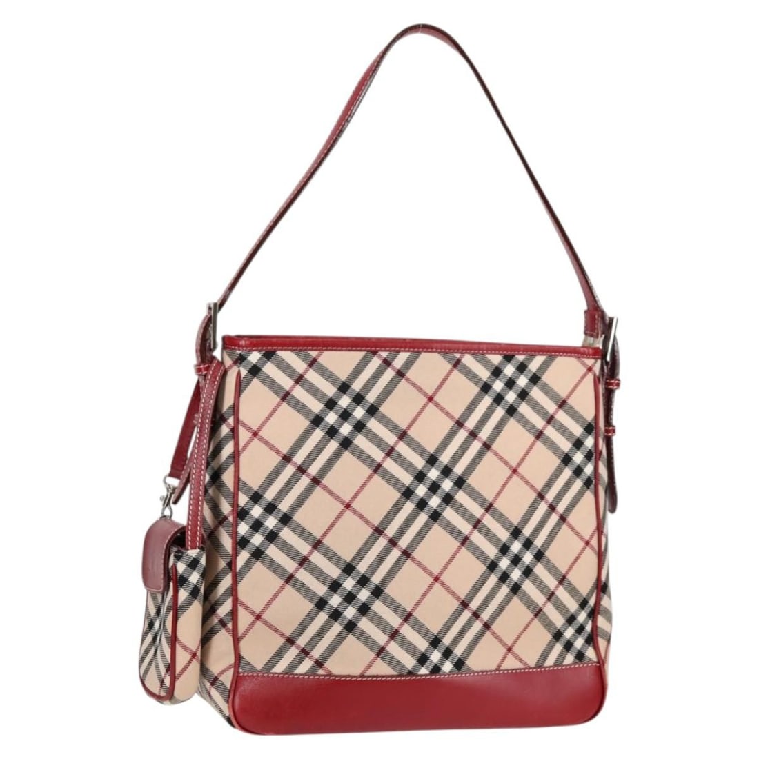 Burberry Nova Check Beige Silver Canvas Shoulder Bag Auth BA4179 (1 of 18)