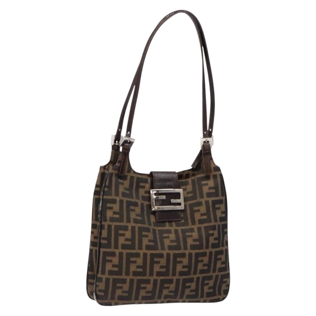 FENDI Zucca Canvas Shoulder Bag Black Brown Silver Made in Italy (1 of 18)