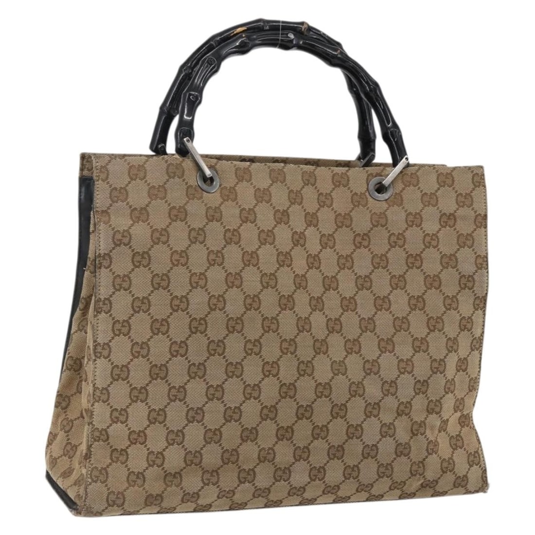 Beige Bamboo Handle GG Canvas Handbag by Gucci 002 1010 (1 of 18)