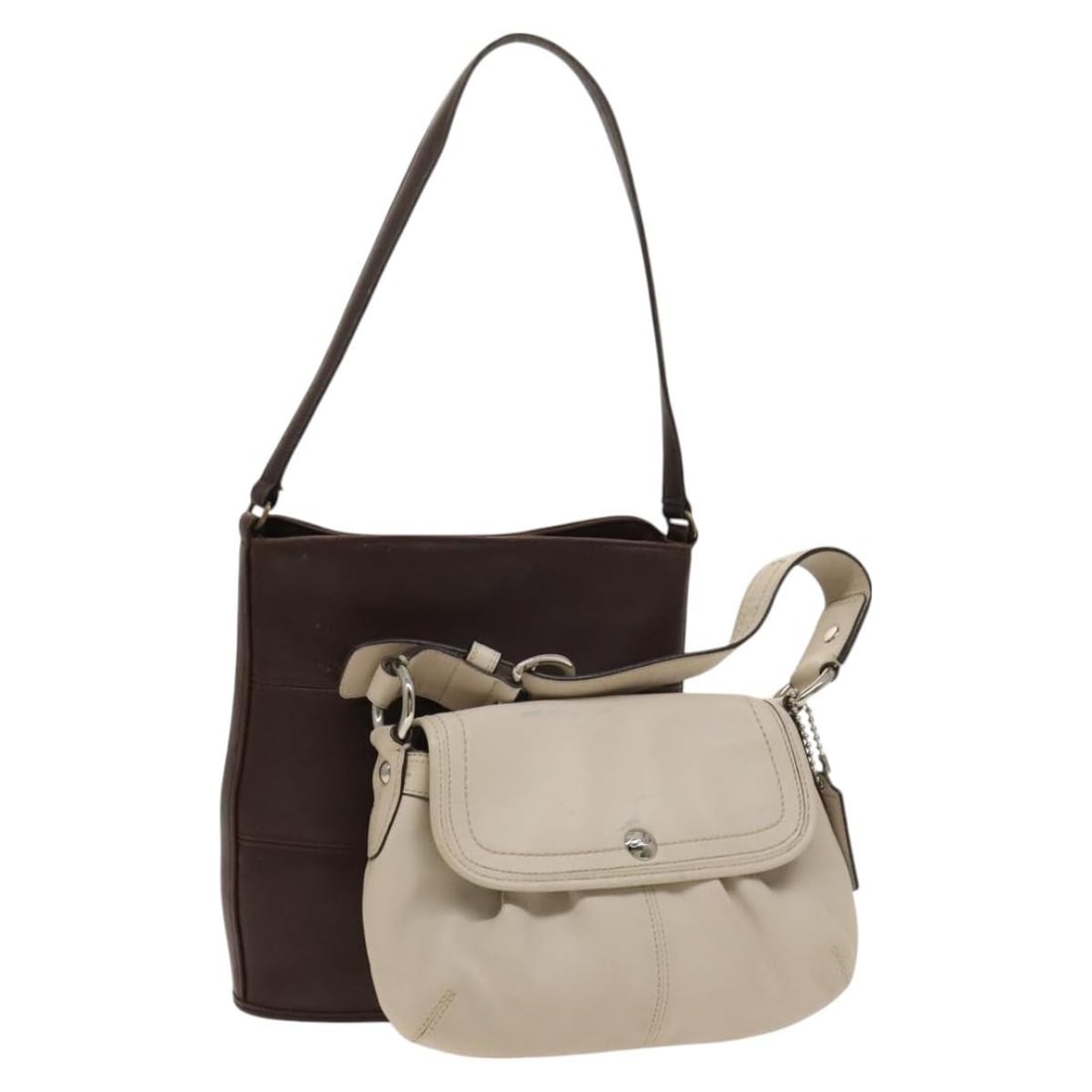 Coach Leather Shoulder Bag Set Brown Light Beige Authentic AM8664 (1 of 17)