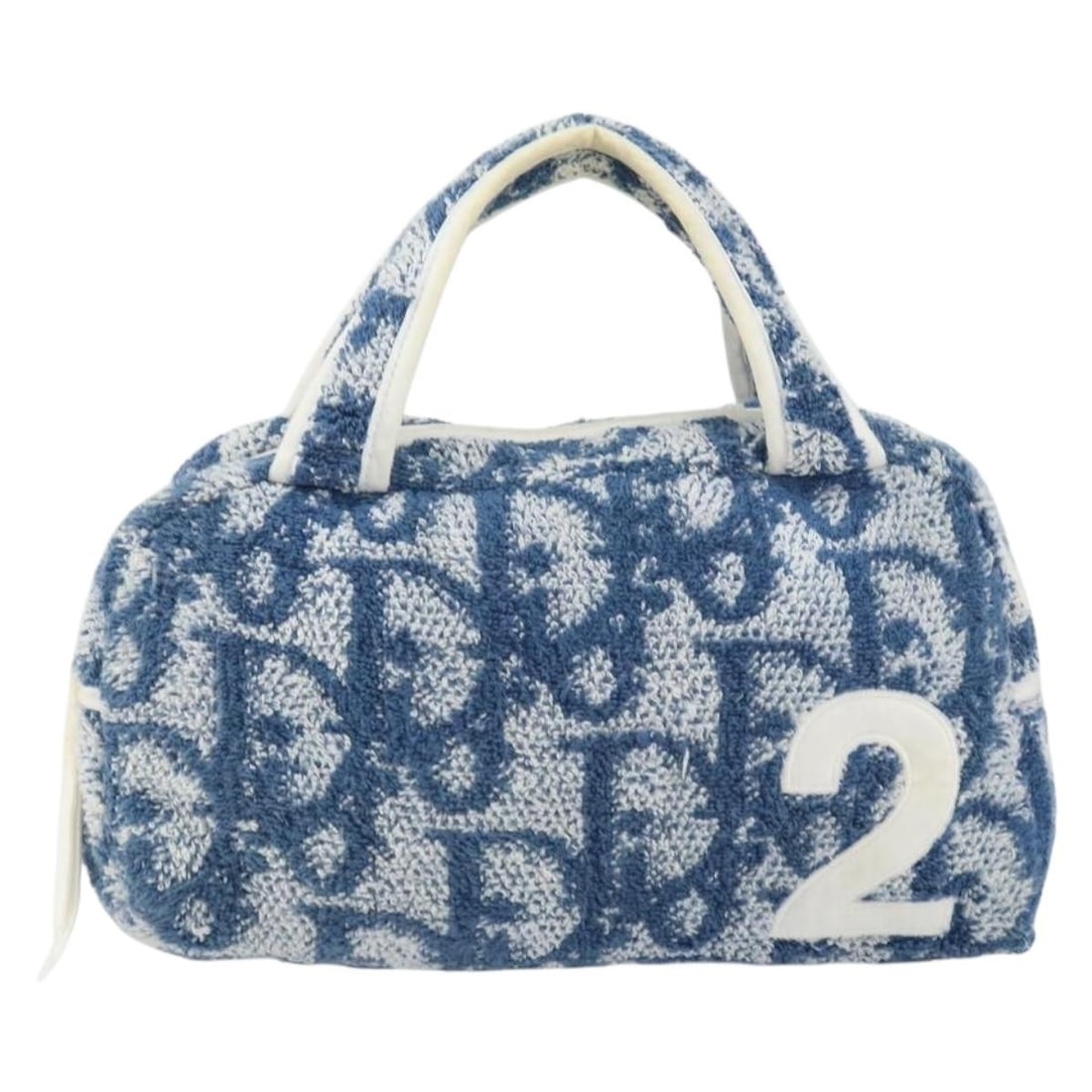 Christian Dior Blue Canvas Vintage Trotter Handbag 22cm: Christian Dior Blue Canvas Vintage Trotter Handbag 22cm This pre-owned Christian Dior Vintage Trotter handbag is crafted from blue canvas and designed for female use. It features a compact shape suita