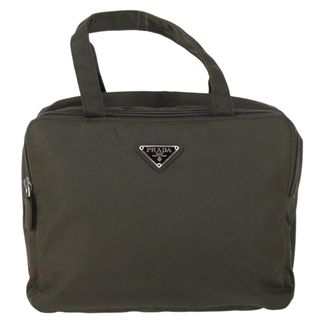 Khaki Nylon Tessuto Shoulder Bag by Prada Italy: Khaki Nylon Tessuto Shoulder Bag by Prada Italy This Prada vintage handbag is crafted from khaki nylon and designed for women. It features a classic silhouette with leather accents and metal fittings.