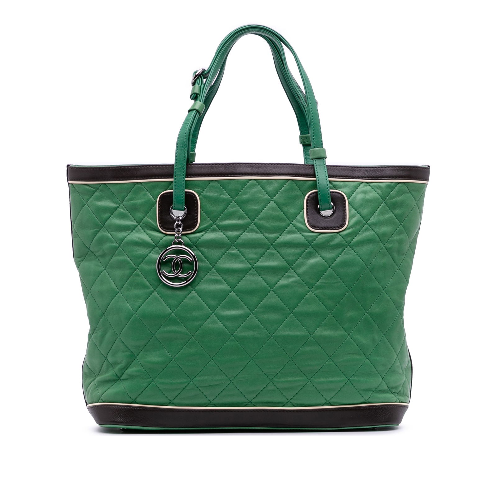 Chanel Large Quilted Lambskin Country Club Tote Green Leather Bag: Chanel Large Quilted Lambskin Country Club Tote Green Leather Bag The Chanel Large Quilted Lambskin Country Club Tote is a stylish and functional bag designed for everyday use. This tote is crafted fr