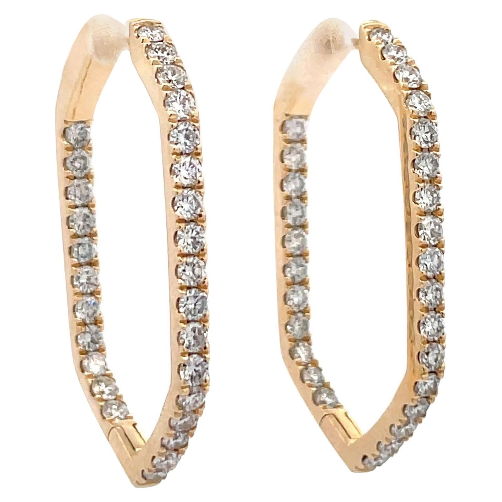 Harbor Diamonds 14K Yellow Gold Diamond Hoop Earrings 1.95 Carats (1 of 7)