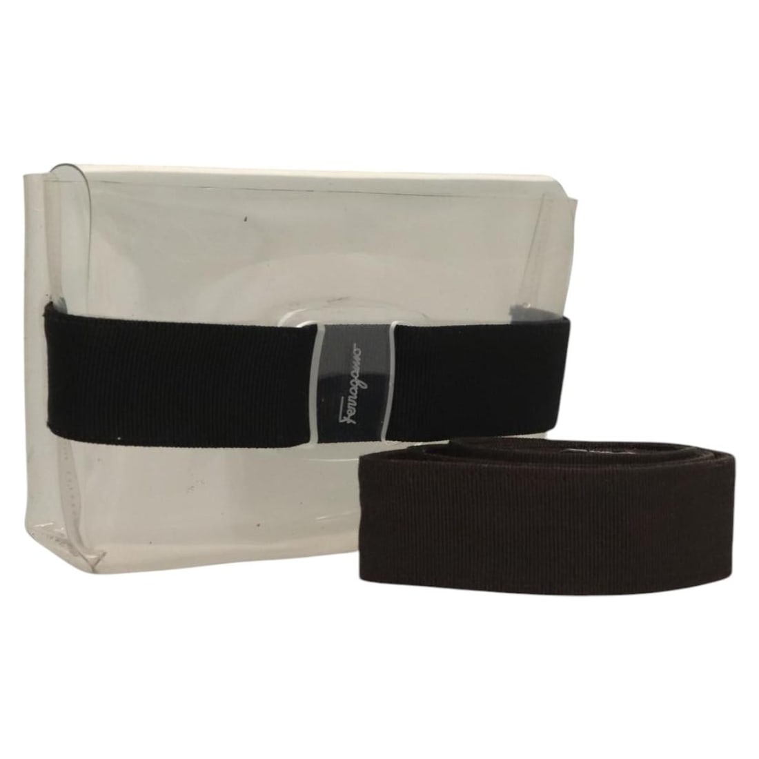 Clear Vinyl Salvatore Ferragamo Vala Shoulder Bag for Women: Clear Vinyl Salvatore Ferragamo Vala Shoulder Bag for Women This Salvatore Ferragamo Vala shoulder bag features a clear plastic construction and is designed for women. The bag has a compact silhouette