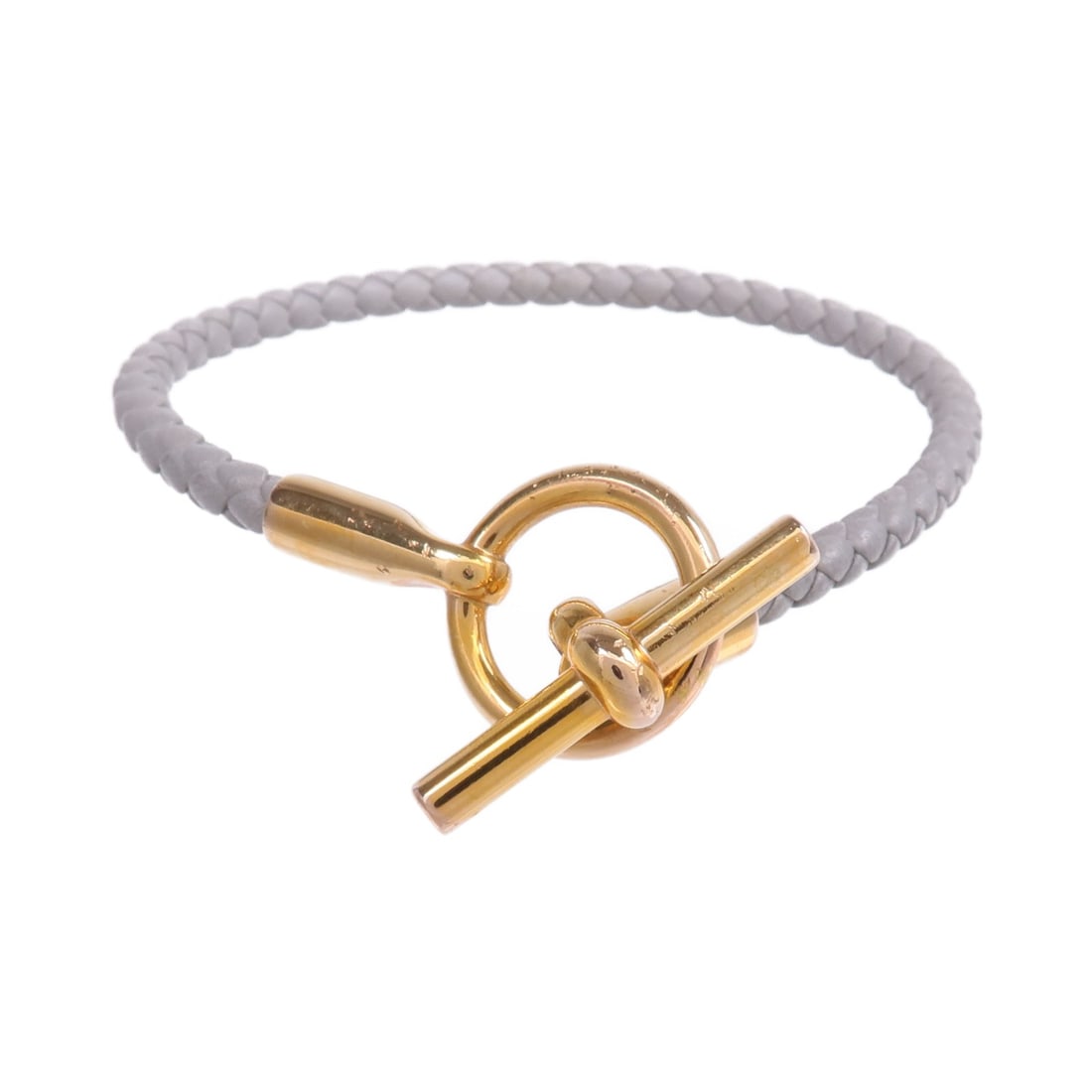 Hermes Glenan Gray Swift Leather Bracelet with Gold Hardware: Hermes Glenan Gray Swift Leather Bracelet with Gold Hardware Hermes Glenan bracelet crafted from Swift leather in a Bleu Glacier gray color. Features a sleek and minimalist design with no stone embell