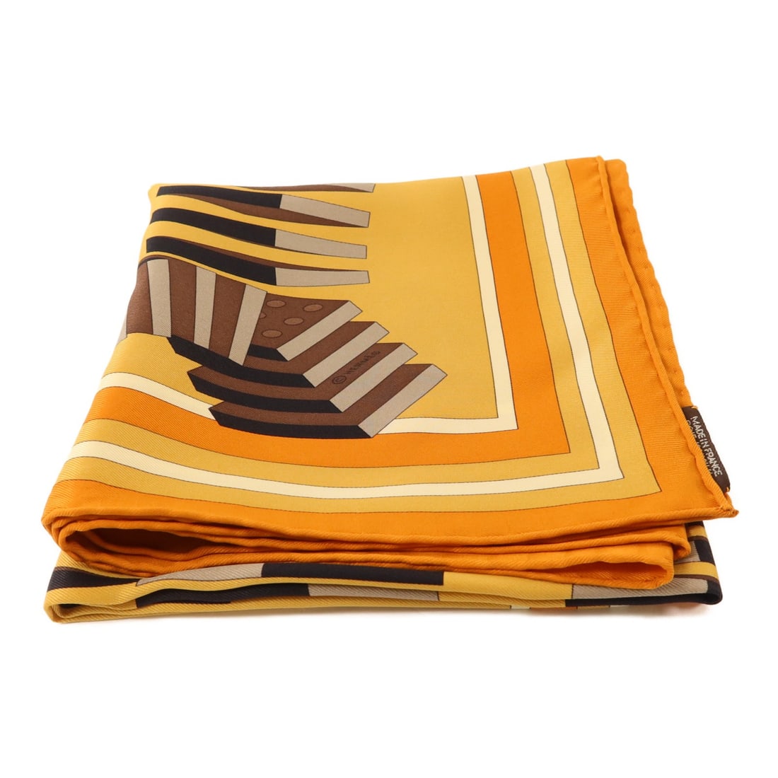 Silk Multicolor Hermes Scarf 40x40 Orange and Brown (1 of 10)