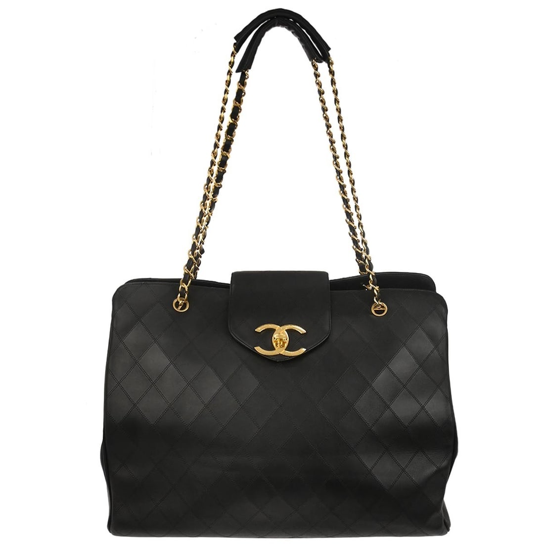 Chanel Supermodel Black Lambskin Leather XL Shoulder Tote Bag: Chanel Supermodel Black Lambskin Leather XL Shoulder Tote Bag This Chanel Black Lambskin Bicolore Supermodel Shoulder Bag is crafted from premium leather and features the iconic logo accent. Designed