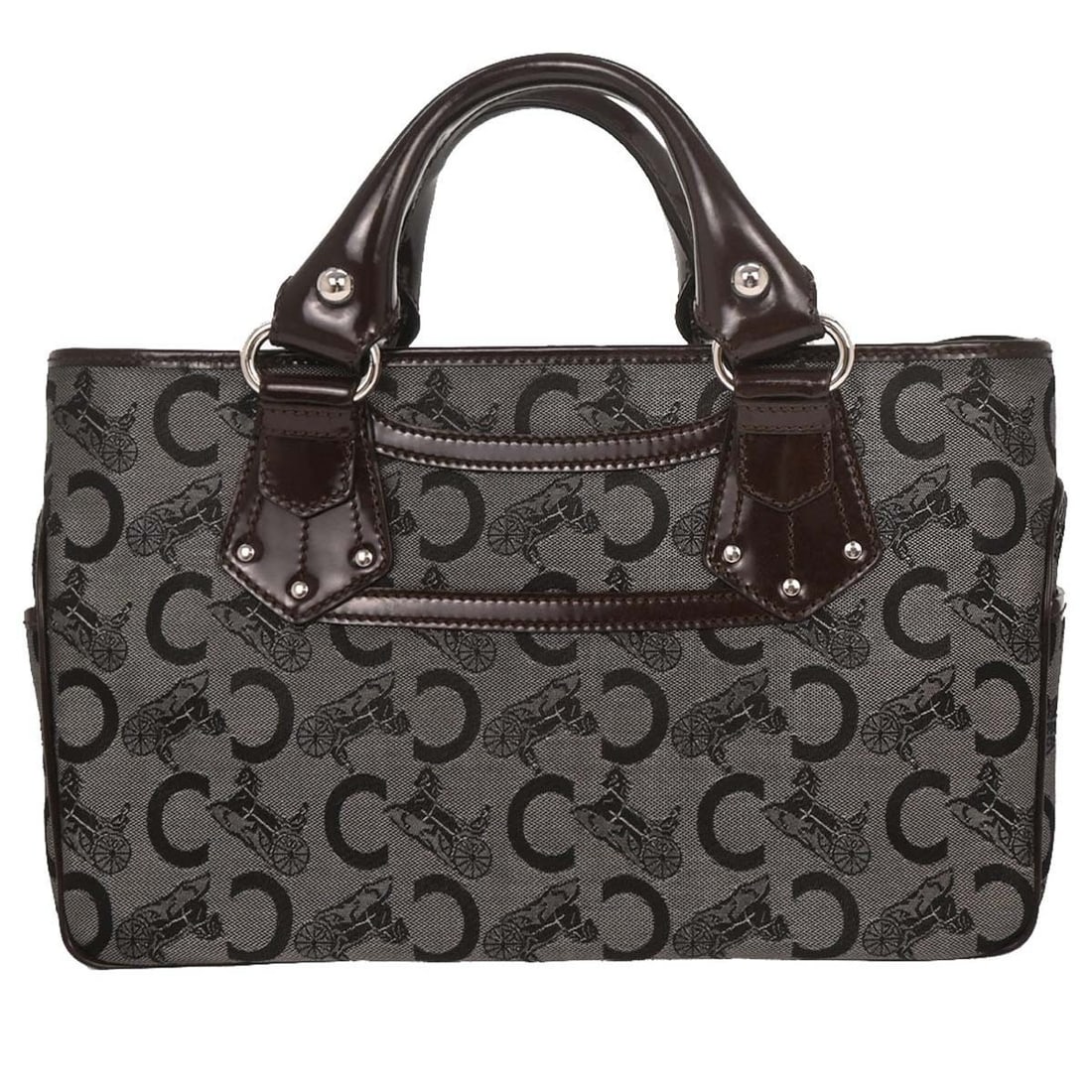 Celine Black Boogie Tote Handbag Canvas Leather Double Handles: Celine Black Boogie Tote Handbag Canvas Leather Double Handles This Celine Black Boogie Bag is a stylish and versatile handbag perfect for casual occasions. It features a medium-sized tote design with