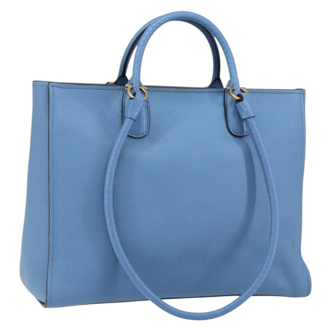 Blue Leather Salvatore Ferragamo Vintage Tote Bag 34cm by 28cm by 13cm: Blue Leather Salvatore Ferragamo Vintage Tote Bag 34cm by 28cm by 13cm This vintage Salvatore Ferragamo tote bag for women features blue leather construction with the signature Gancini design. The han