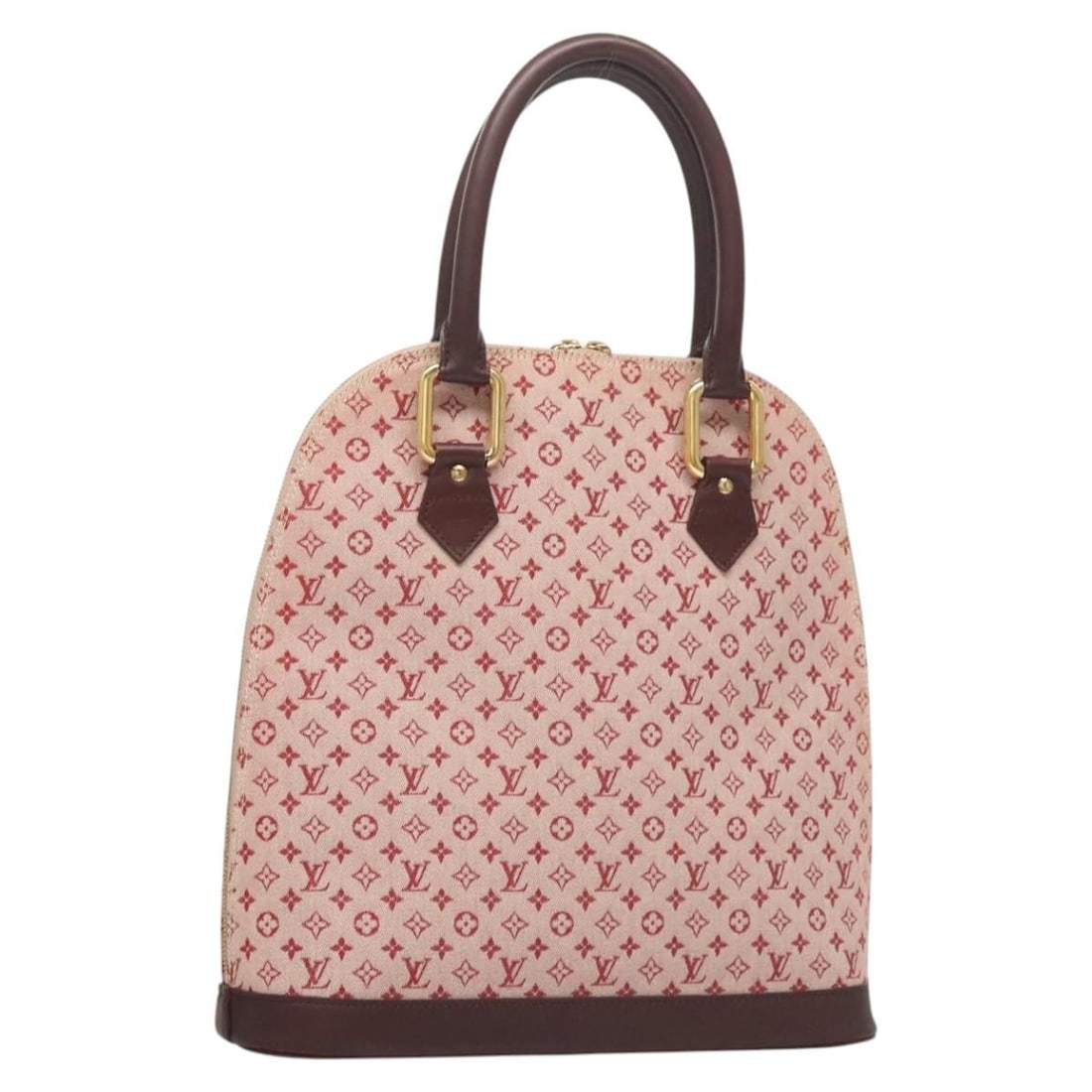 Louis Vuitton Mini Lin Alma Red Canvas Handbag: Louis Vuitton Mini Lin Alma Red Canvas Handbag This Louis Vuitton Alma Handbag in Mini Lin canvas features a rich red color, designed for women. The bag is pre-owned and remains in very good condition