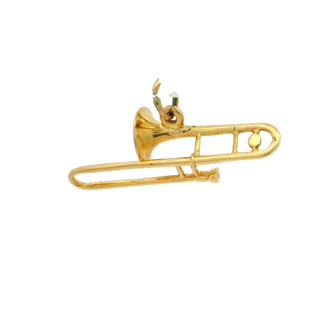Vintage 14k Yellow Gold 3D Trumpet Charm Pendant: Vintage 14k Yellow Gold 3D Trumpet Charm Pendant This vintage collectible charm pendant features a beautifully detailed 3D trumpet/horn design, crafted from high-quality 14k yellow gold. Weighing 1.52