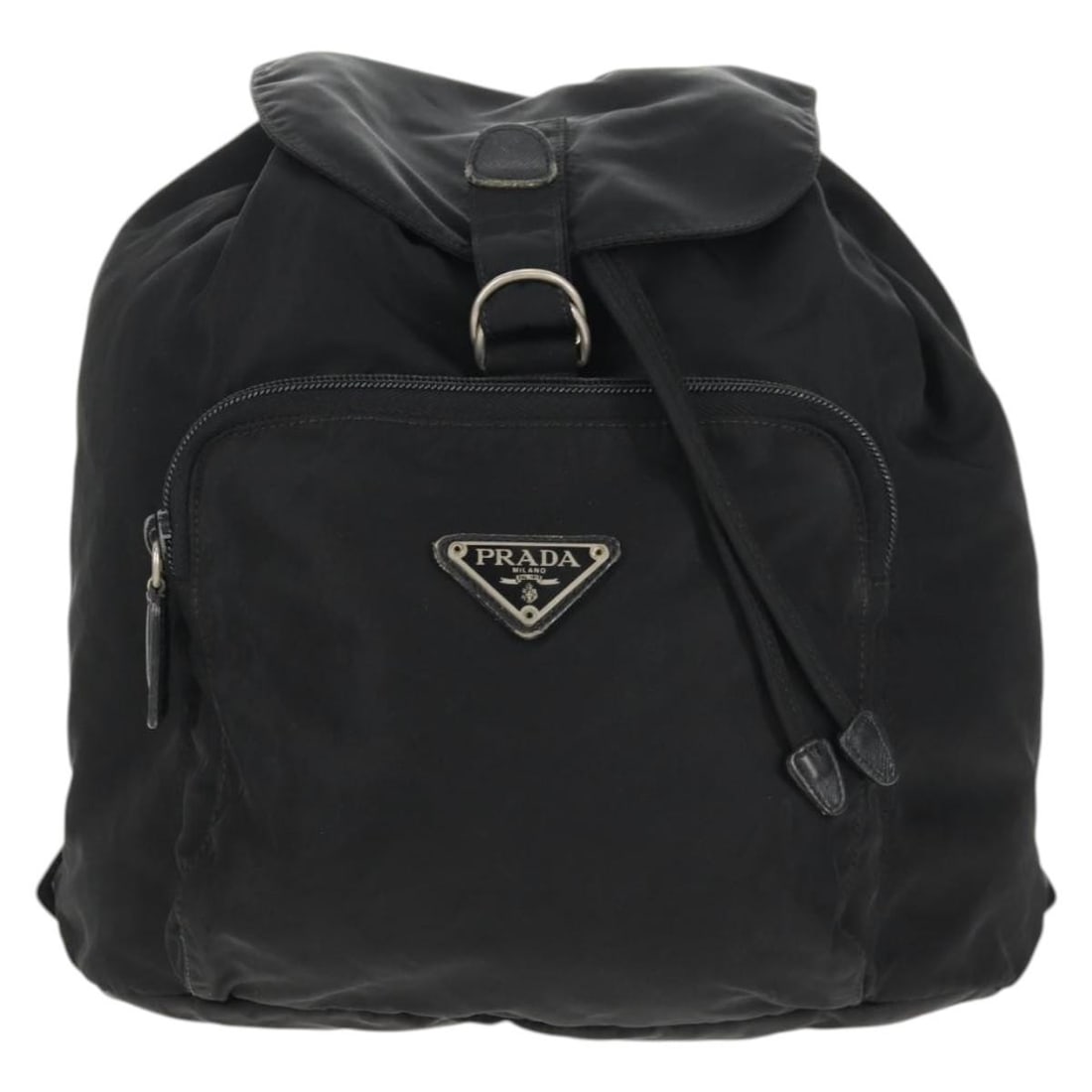 Prada Tessuto Black Nylon Unisex Backpack with Front Pocket: Prada Tessuto Black Nylon Unisex Backpack with Front Pocket This Prada Front Pocket Backpack is crafted from black nylon and designed for unisex use. It features a practical front pocket and is made i