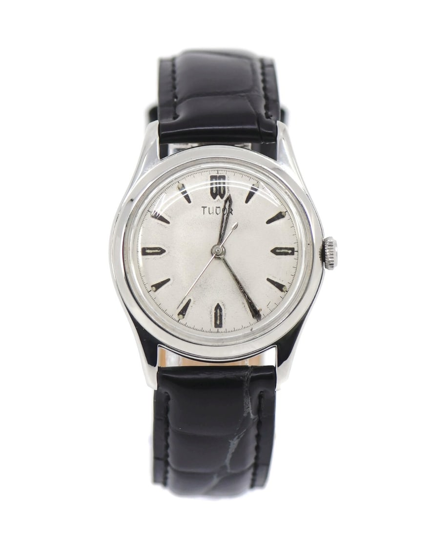 TUDOR Oyster Stainless Steel Watch 34mm Automatic Leather Band: TUDOR Oyster Stainless Steel Watch 34mm Automatic Leather Band This Tudor Oyster Stainless Steel Watch is a classic timepiece featuring a mechanical (automatic) movement for precision. The watch is el