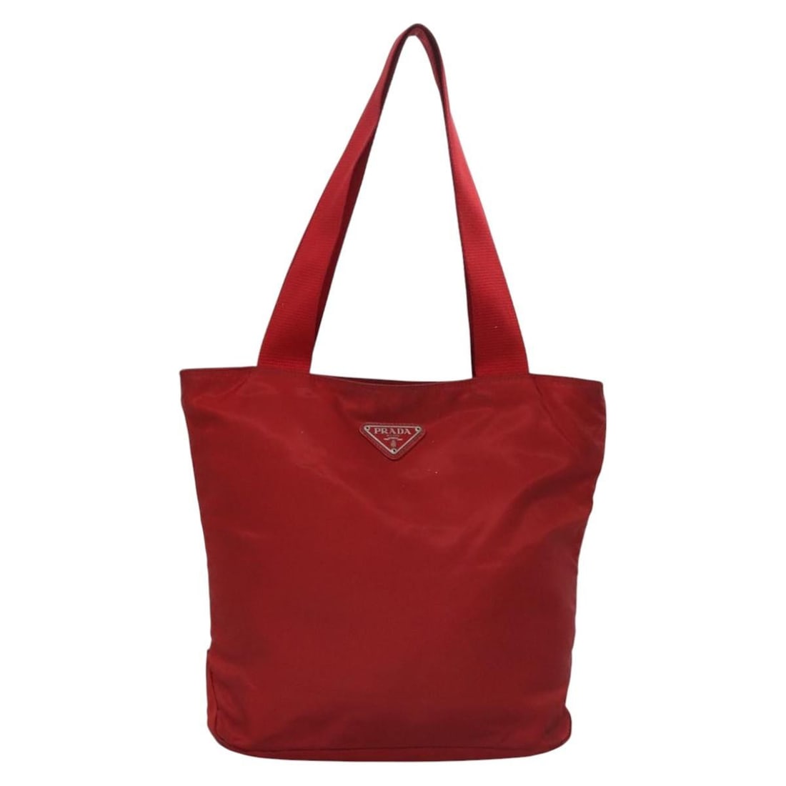 Vintage Prada Nylon Zip Tote Bag in Red 33cm by 28cm by 11cm: Vintage Prada Nylon Zip Tote Bag in Red 33cm by 28cm by 11cm This Prada Vintage Zip Tote in red nylon is designed for women. It features a zip closure and metal fittings. The bag shows signs of wear i