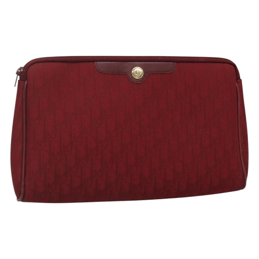 Christian Dior Red Canvas Trotter Pouch 27cm by 15cm: Christian Dior Red Canvas Trotter Pouch 27cm by 15cm Christian Dior Trotter pouch crafted in red canvas, designed for women. This pouch features metal fittings with some scratches and shows slight rub