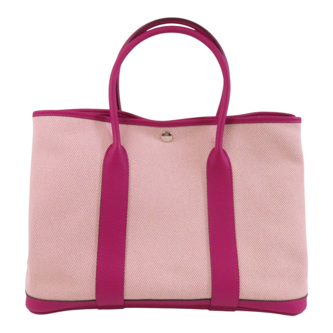 HERMES Garden Party PM Tote Bag Canvas Purple PHW: HERMES Garden Party PM Tote Bag Canvas Purple PHW This HERMES Garden Party PM Tote Bag is a stylish and practical accessory made from durable canvas in a rich purple hue. With a height of 10.2 inches,